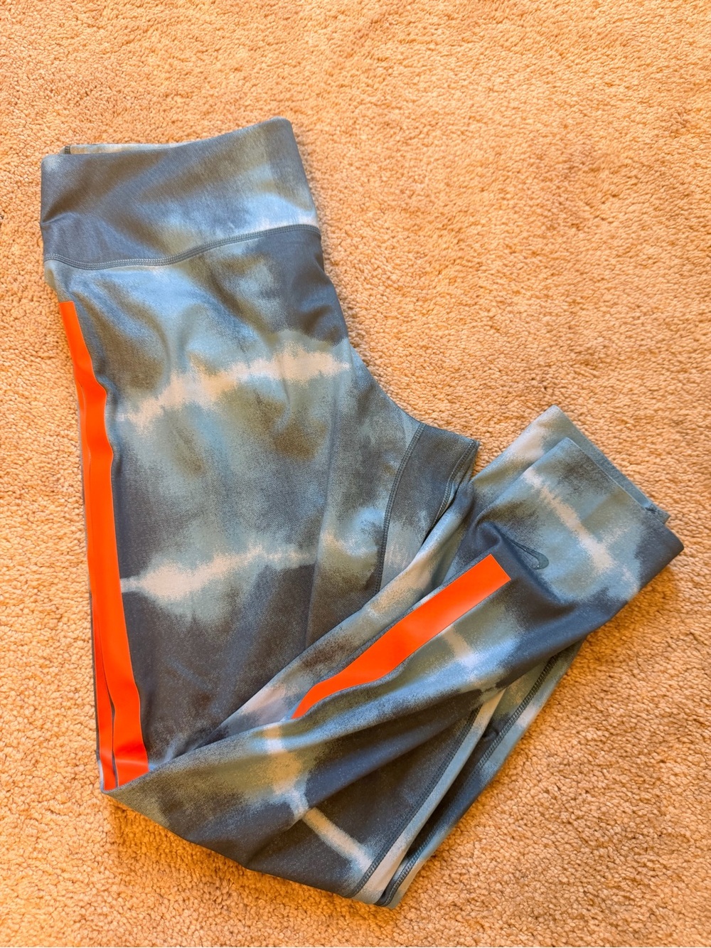 Woman's Nike Dri Fit Teal Tye Dye Gym Yoga Leggings Size Large